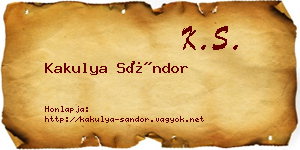 Kakulya Sándor névjegykártya